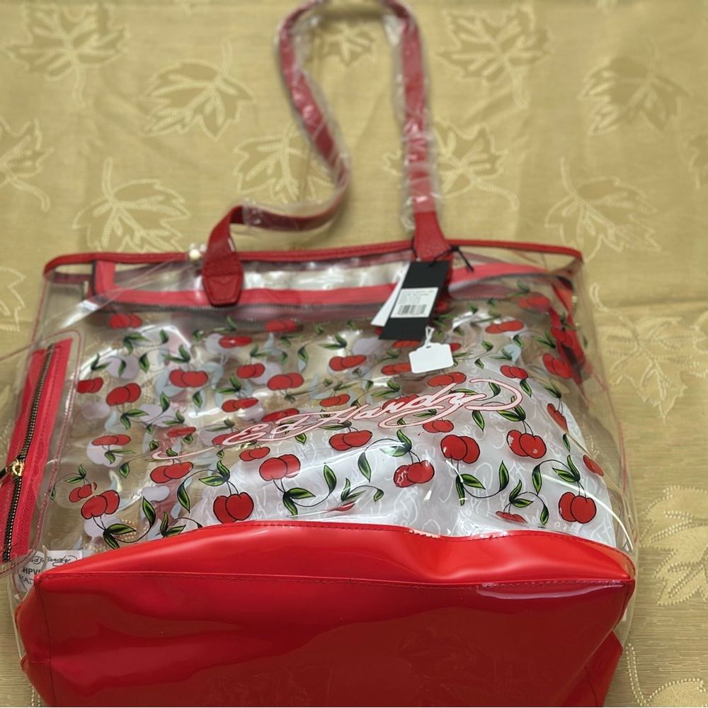Ed Hardy Red Cherry Clear Tote Bag